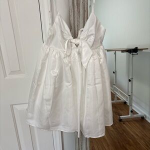 Lulu's Ivory Satin Dress